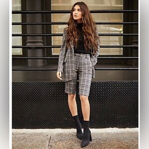 Negin Mirsalehi High Waisted Plaid Bermuda Shorts - 12